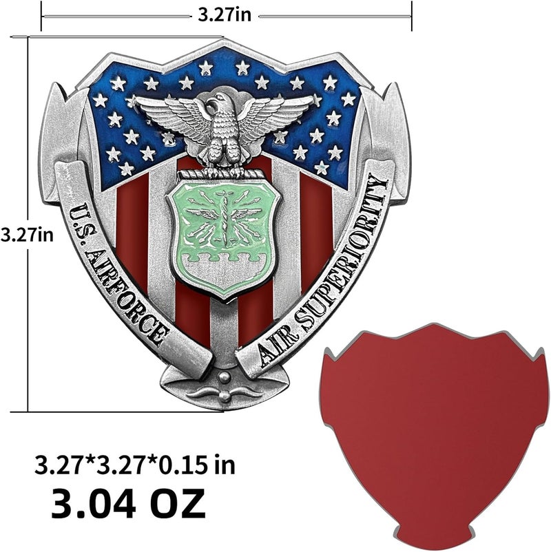 LWQLZY US Air Force Veteran Metal Car Emblem 3D Decals Shield Shape with Eagle, Enamel American Flag, 3M Adhesive, Car Medal Gift for Veterans and Military Supporters (USAF) - Image 5